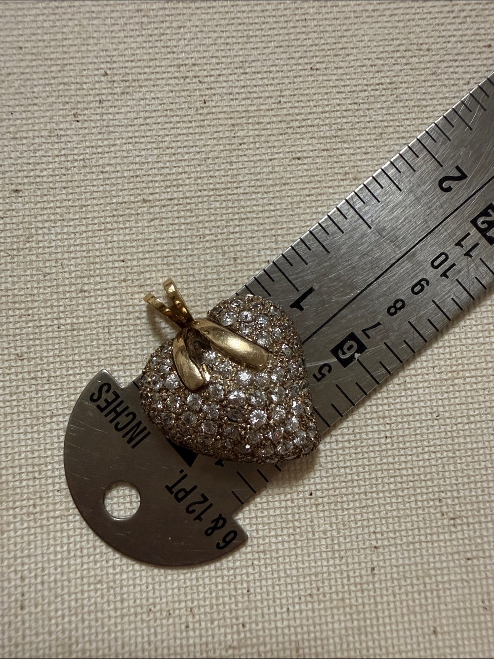 14K (585) & 925 Sterling Silver Strawberry Pendant W/Clear Crystal Pave - Picture 17 of 17